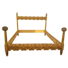 Gilded Wooden Bed frame, Width 176.5cm, Late 19th Century