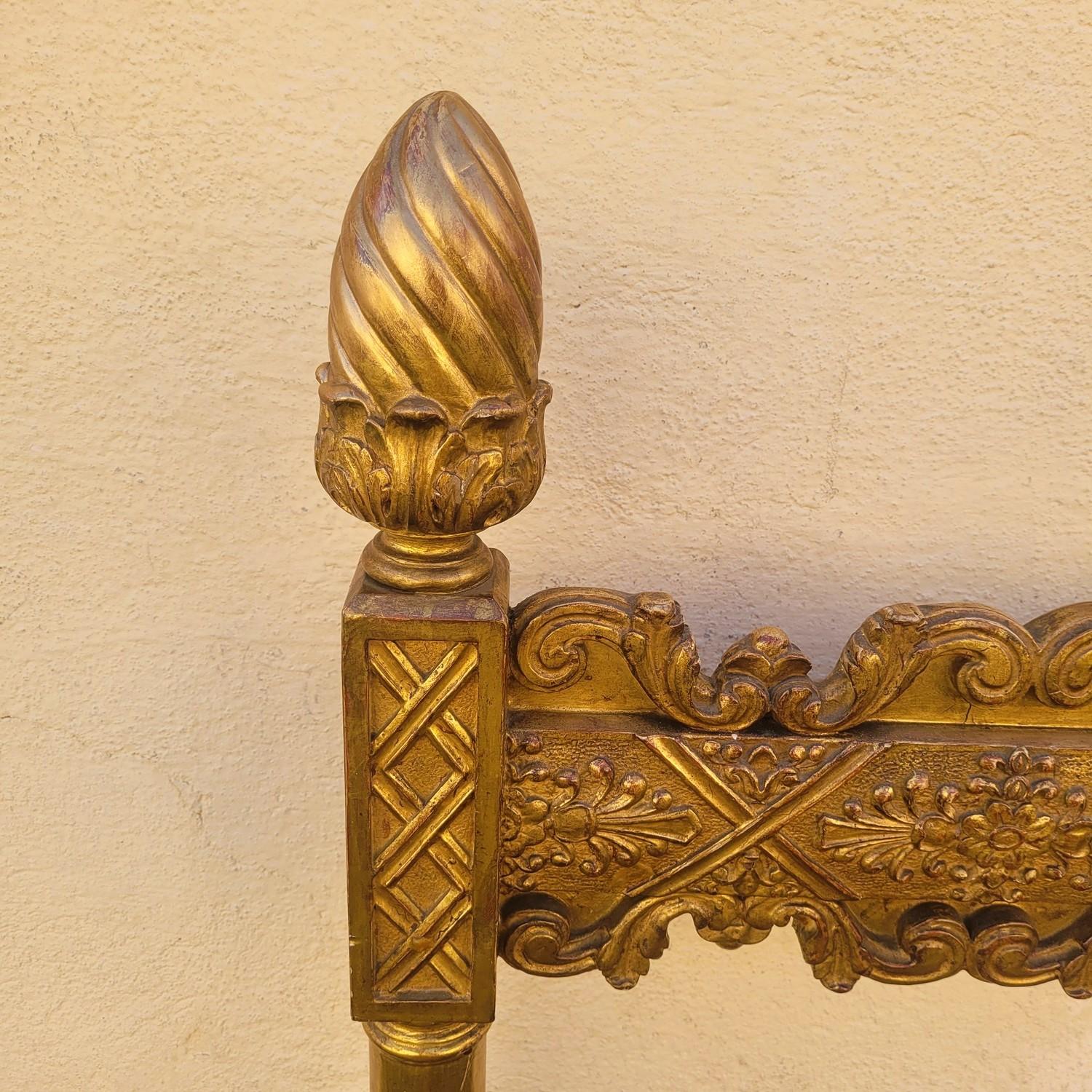 Marco de cama de madera dorada, ancho 176,5 cm, finales del siglo XIX en Bueno estado para la venta en MARSEILLE, FR