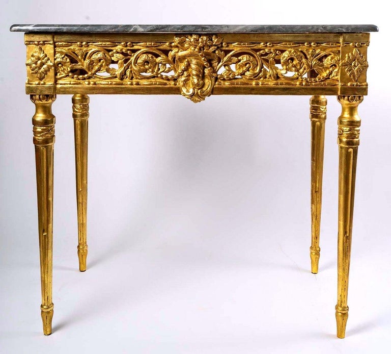 Louis XVI Gilded Wooden Console Table, 18 Century For Sale