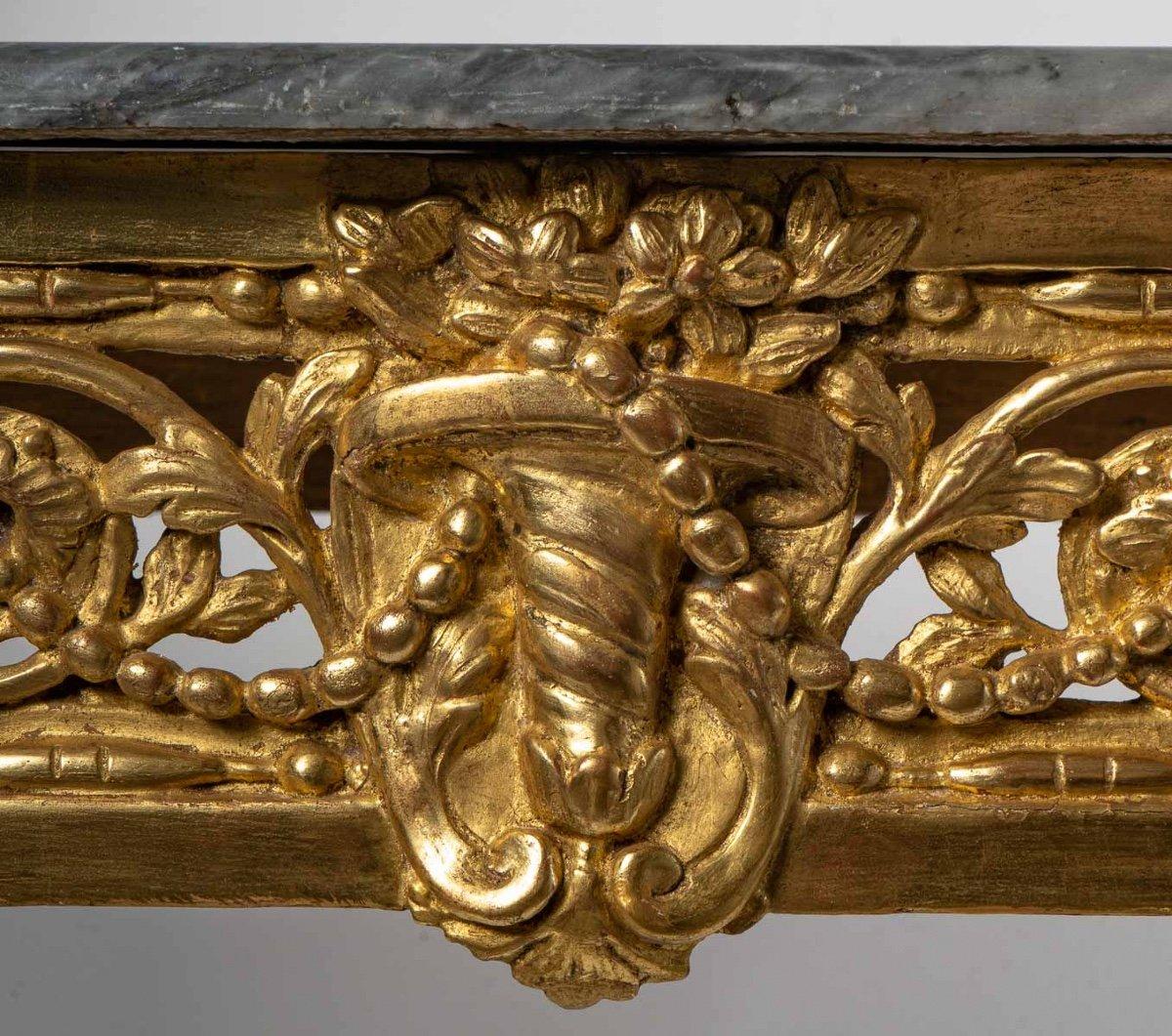 Gilded Wooden Console Table, 18 Century In Good Condition In Saint-Ouen, FR