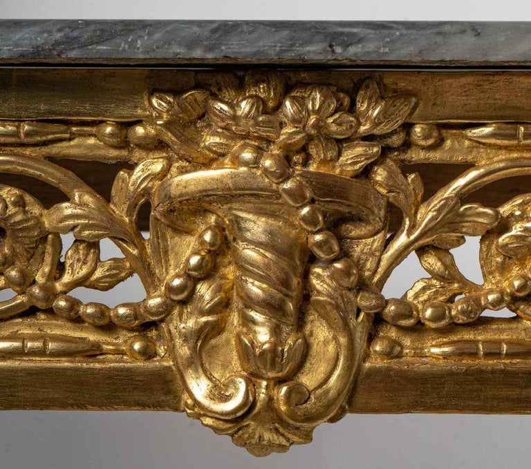 Gilded Wooden Console Table, 18 Century In Good Condition For Sale In Saint-Ouen, FR