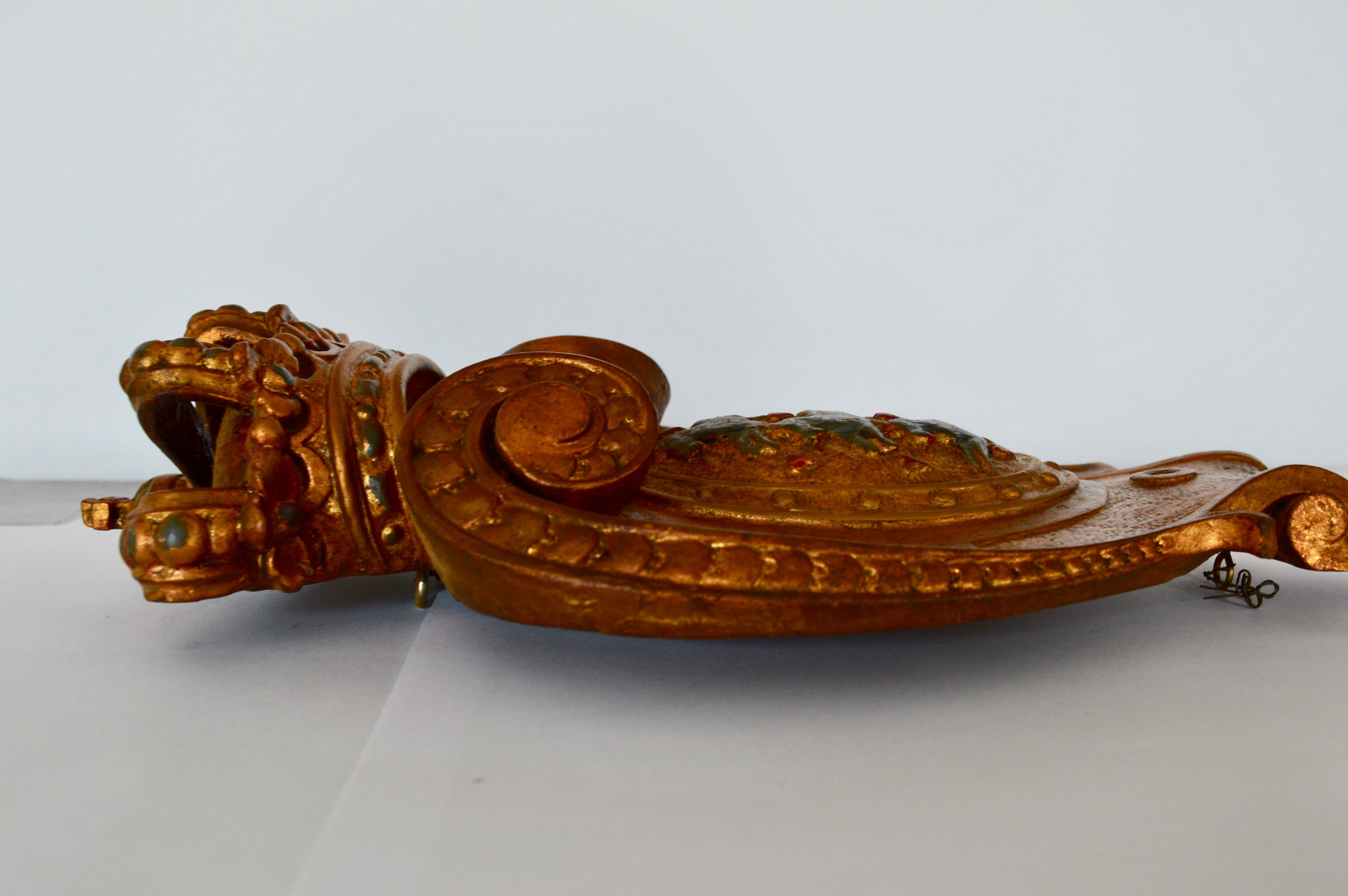 20th Century Gilded Wooden Plaque With The Carved Coat of Arms Of Denmark