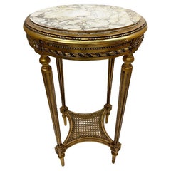 Antique Gilded wooden side table with marble top