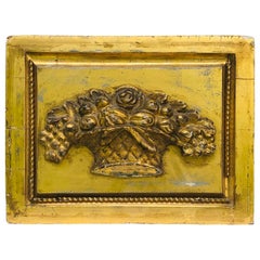 Gilded Wooden Wall Plaque of a Flower Basket
