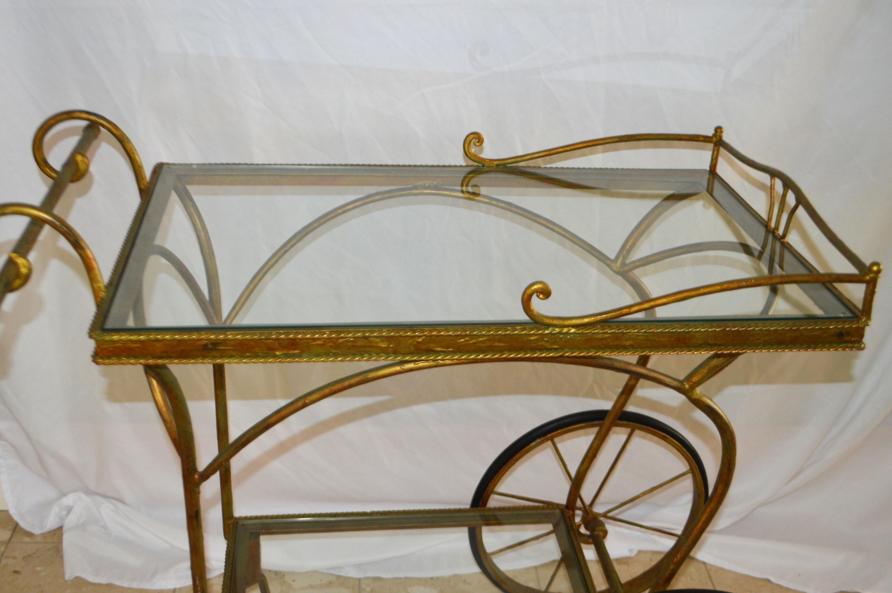 wrought iron cart with wheels