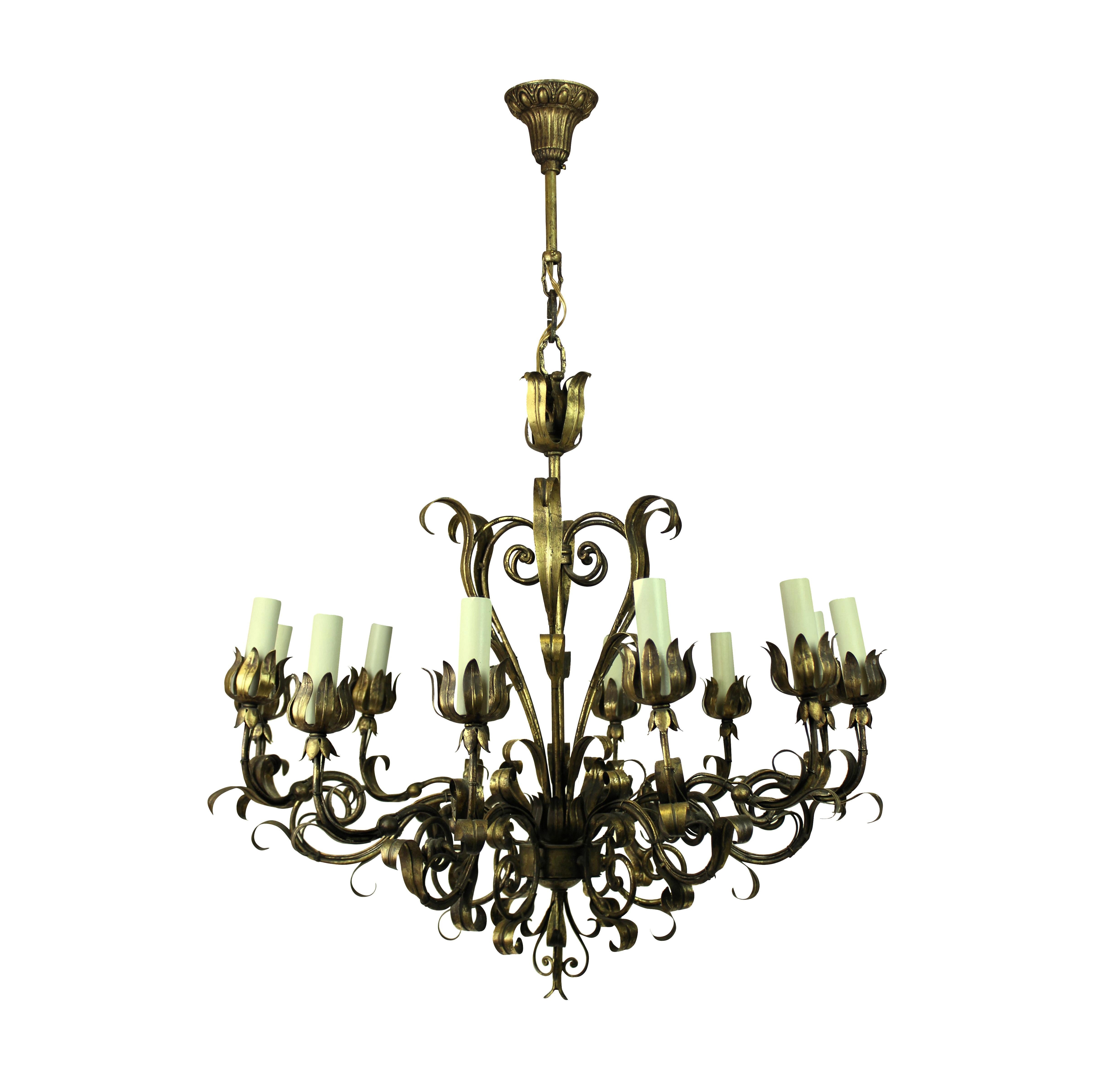 Gilded Wrought Iron Chandelier 3