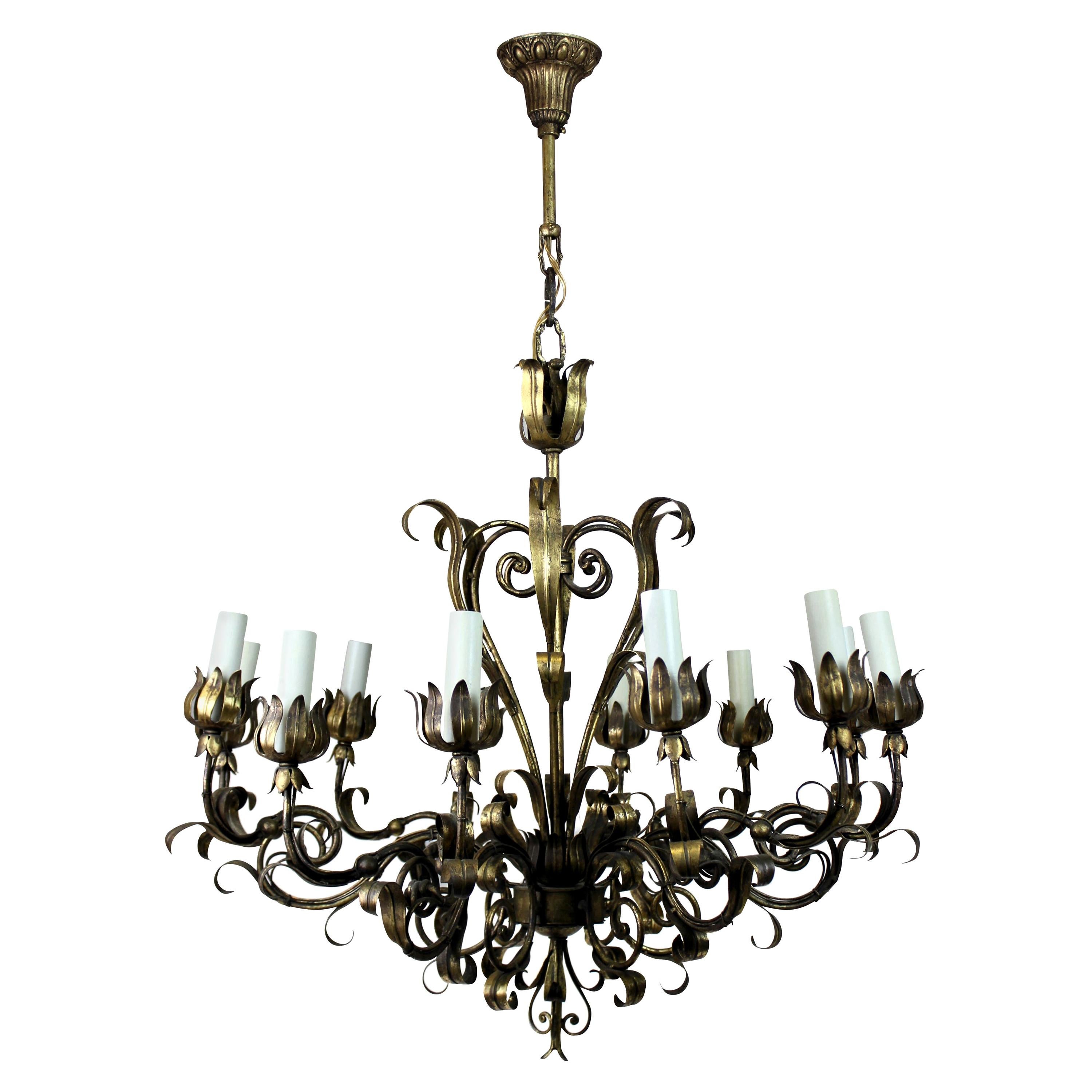 Gilded Wrought Iron Chandelier