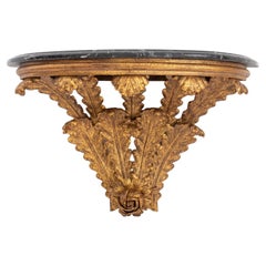 Gilded Wrought Iron Demilune Wall-Mounted Console