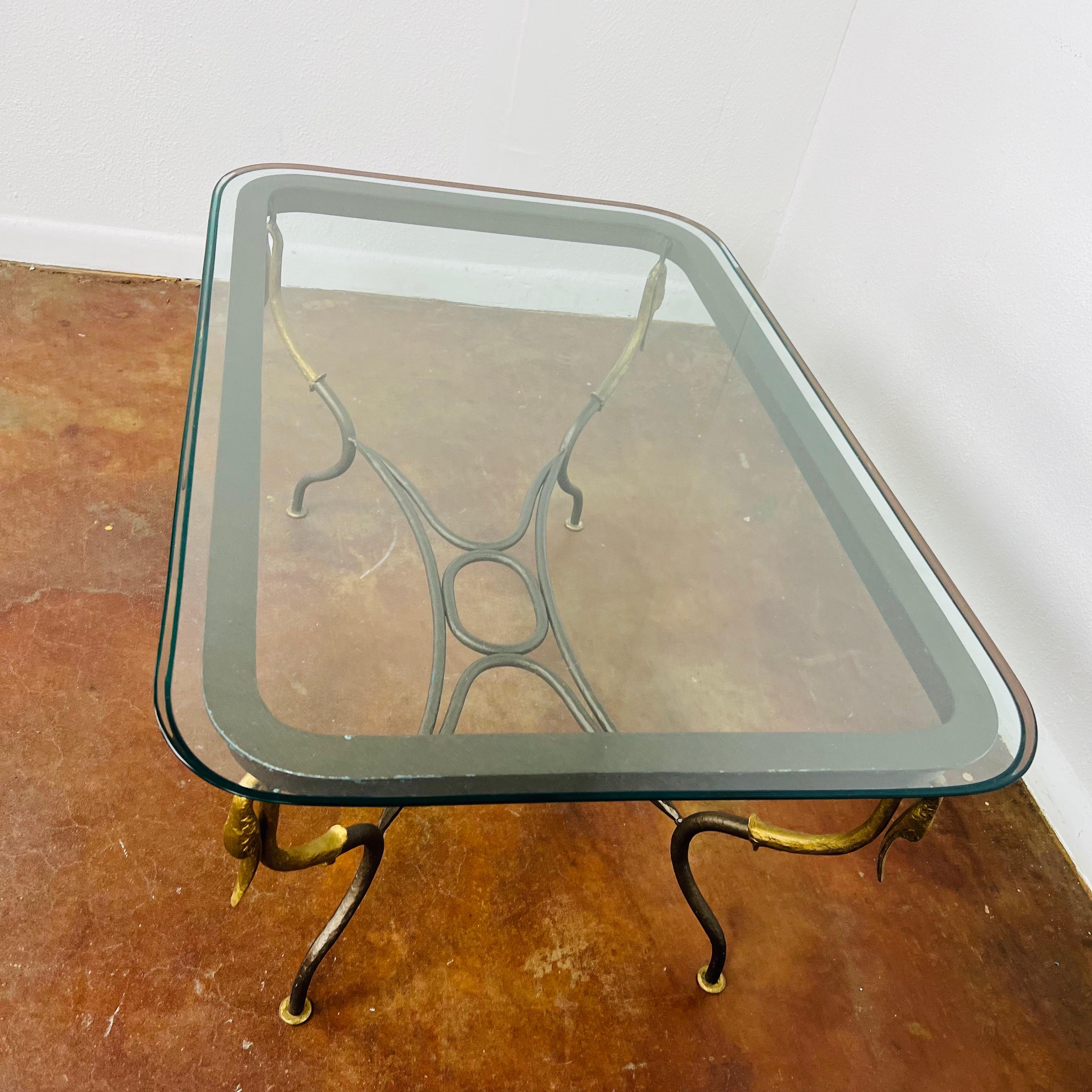 Gilded Wrought Iron Empire Coffee Table For Sale 4