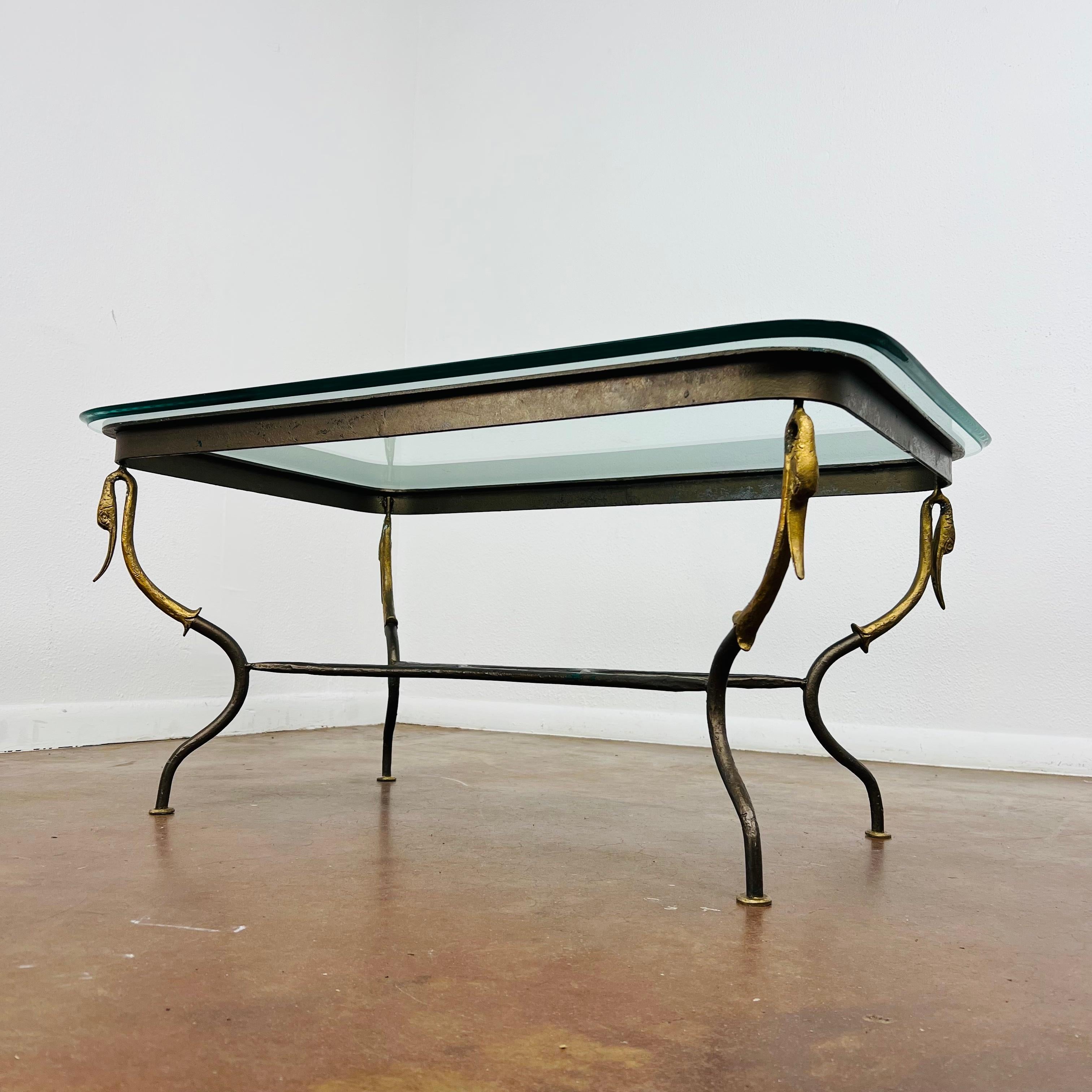 Regency Gilded Wrought Iron Empire Coffee Table For Sale