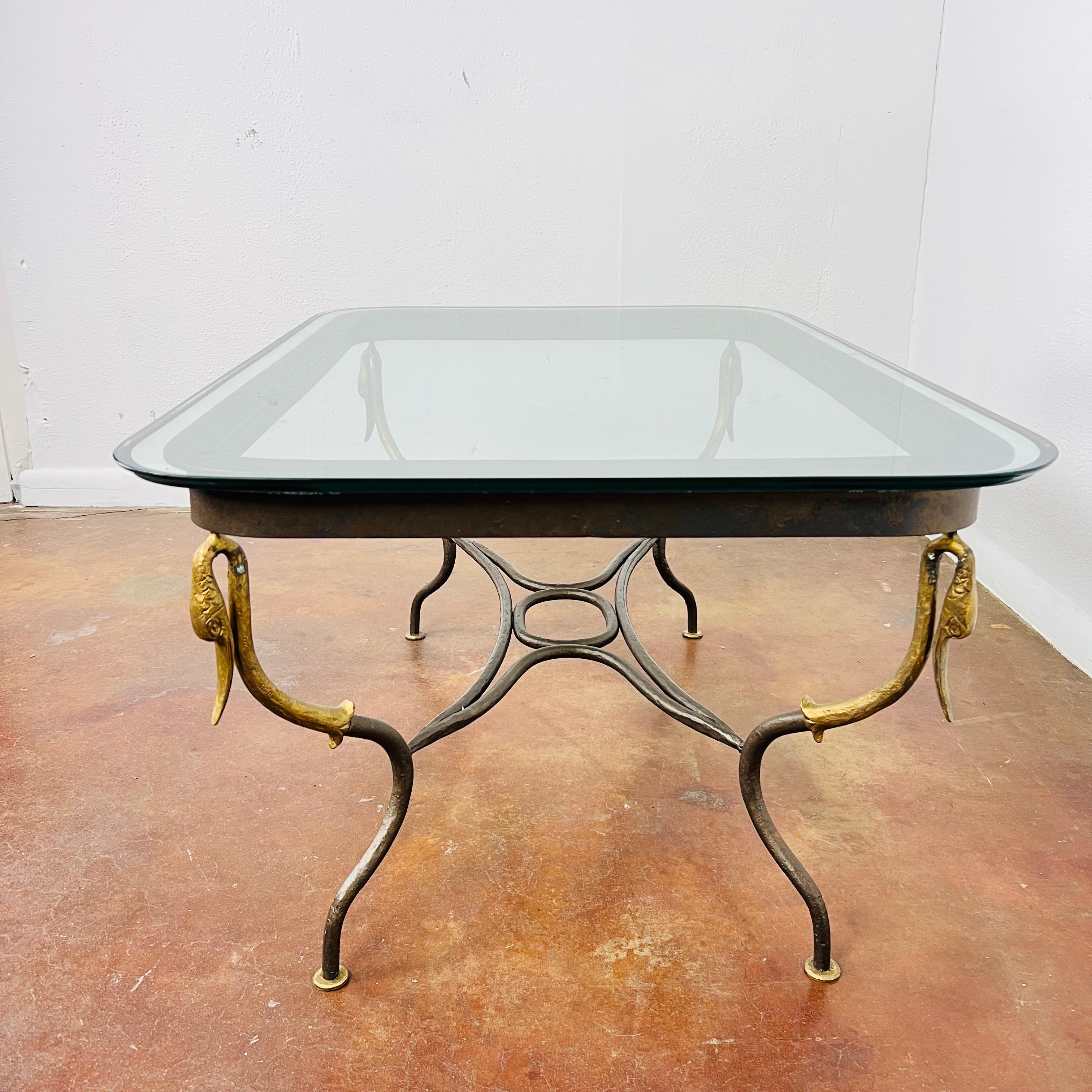 Gilded Wrought Iron Empire Coffee Table In Good Condition For Sale In Dallas, TX