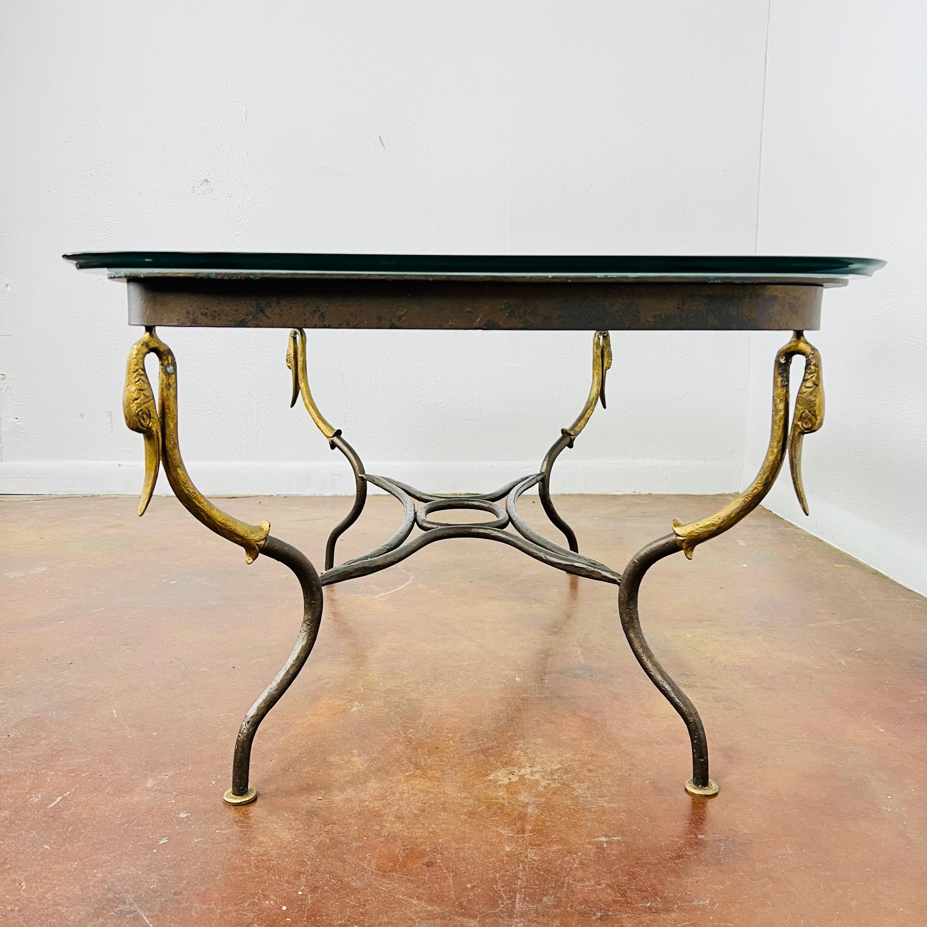 Early 20th Century Gilded Wrought Iron Empire Coffee Table For Sale