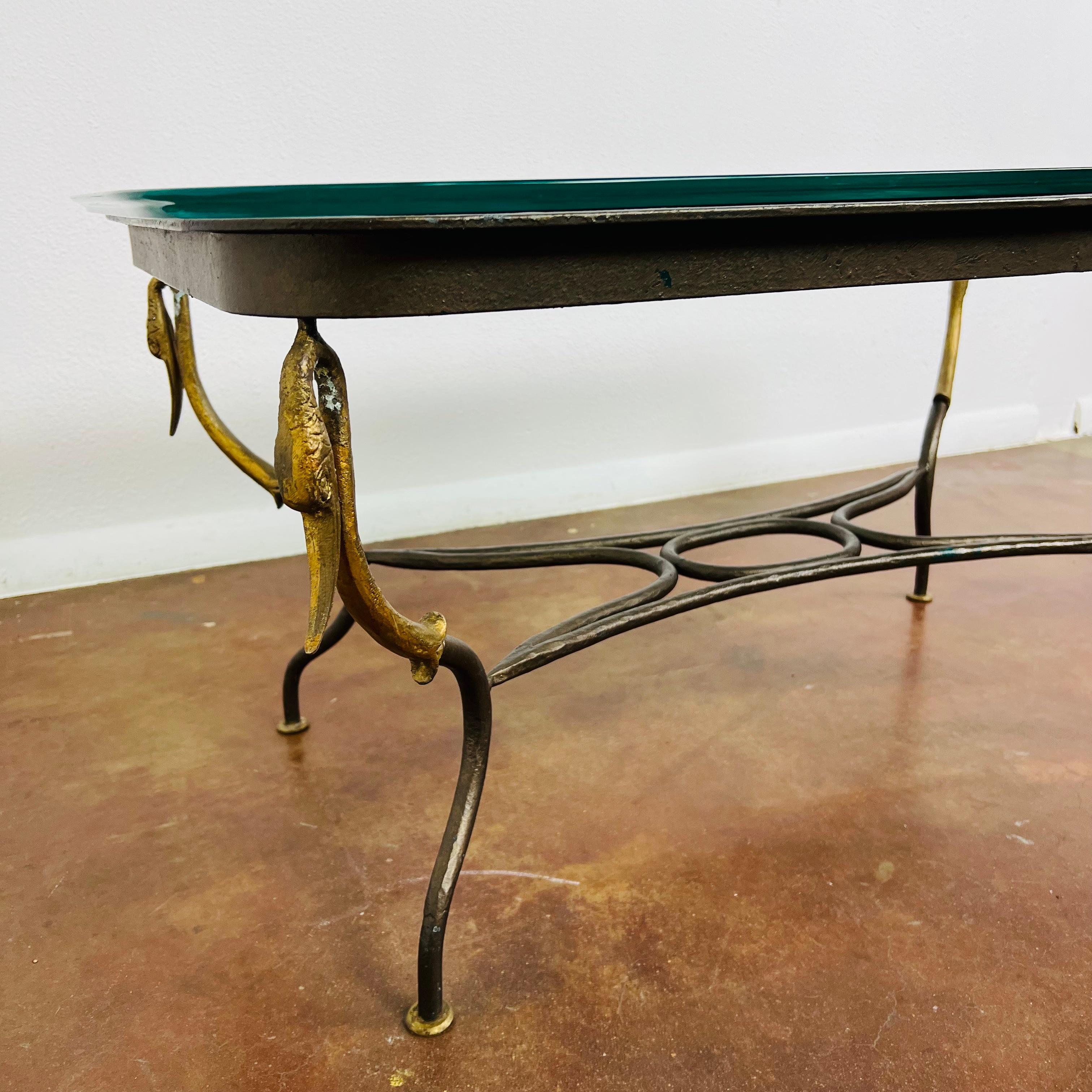 Gilded Wrought Iron Empire Coffee Table For Sale 1