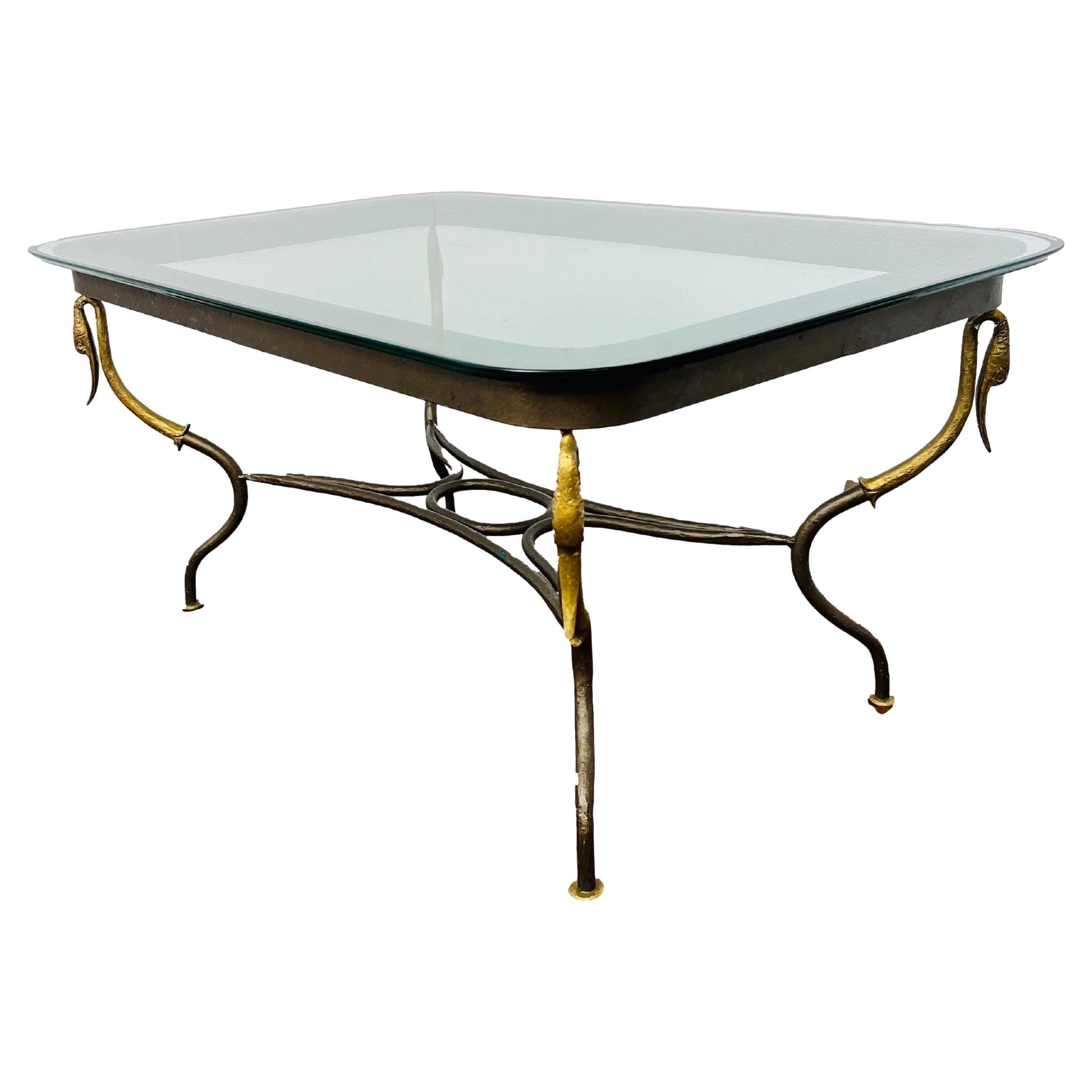 Gilded Wrought Iron Empire Coffee Table For Sale