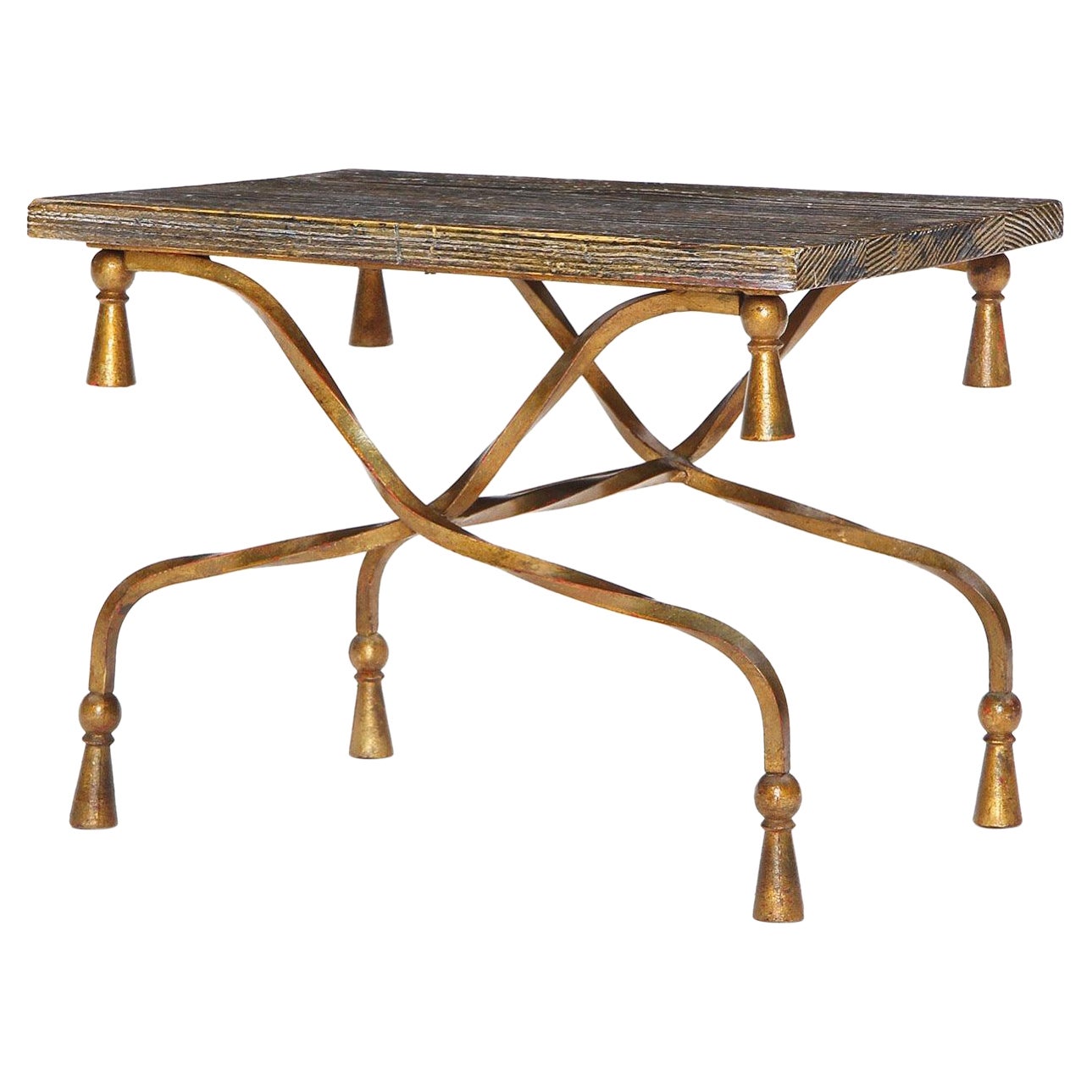 Mesa de cuerda de hierro forjado dorado de Italia