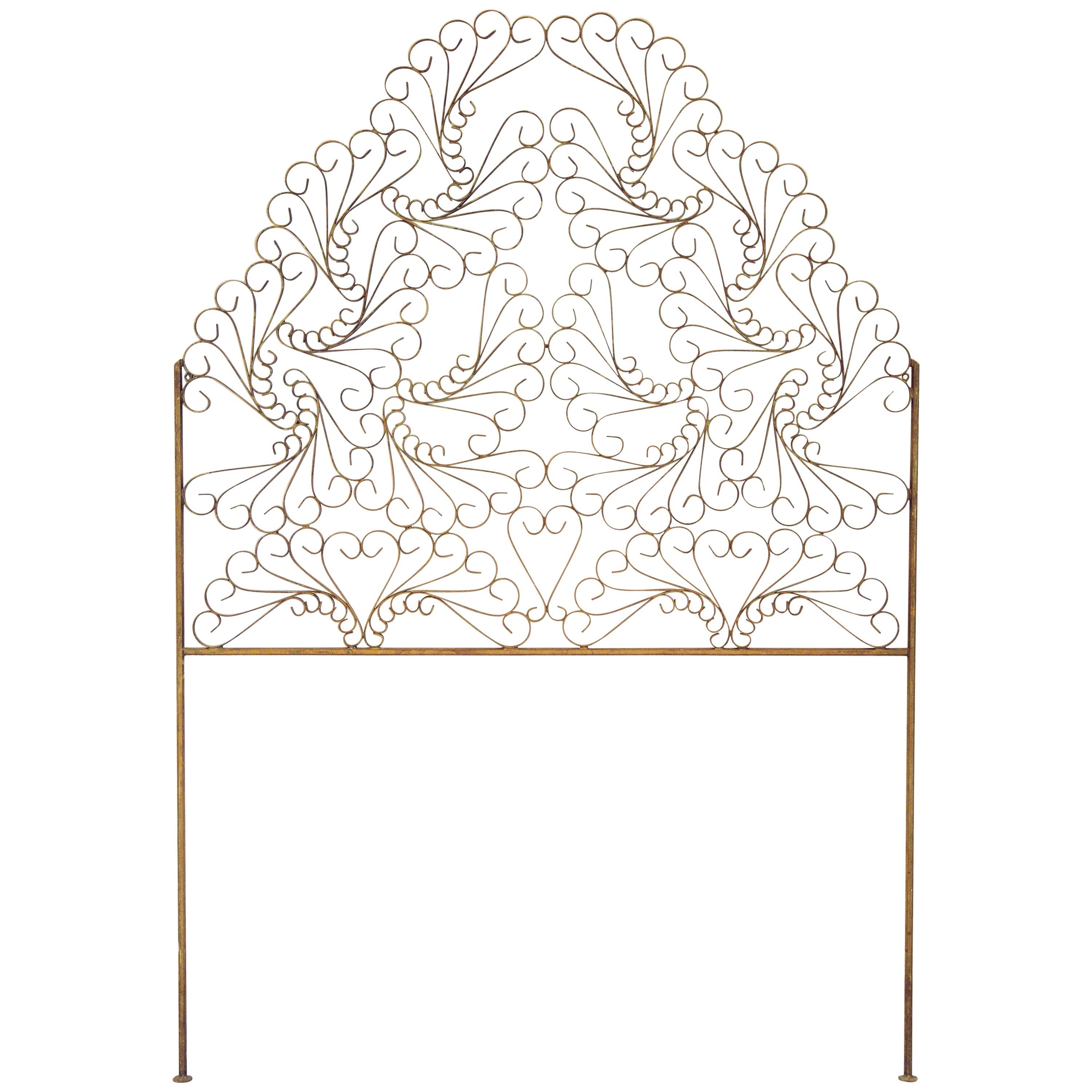 Gilded Wrought Iron Vintage Headboard For Sale