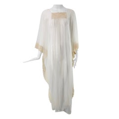 Caftan Gilead des années 1960, en nylon blanc transparent et dentelle