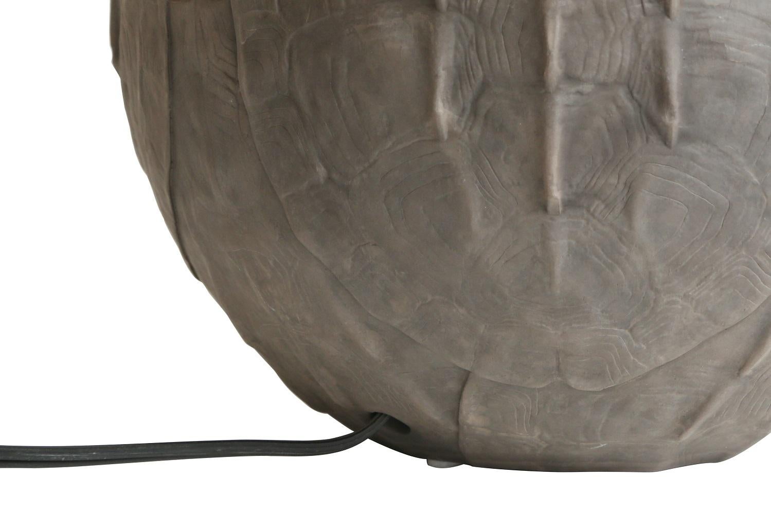 Modern Giles Caffier Turtle Molded Ceramic Round Table Lamp, Made in Paris