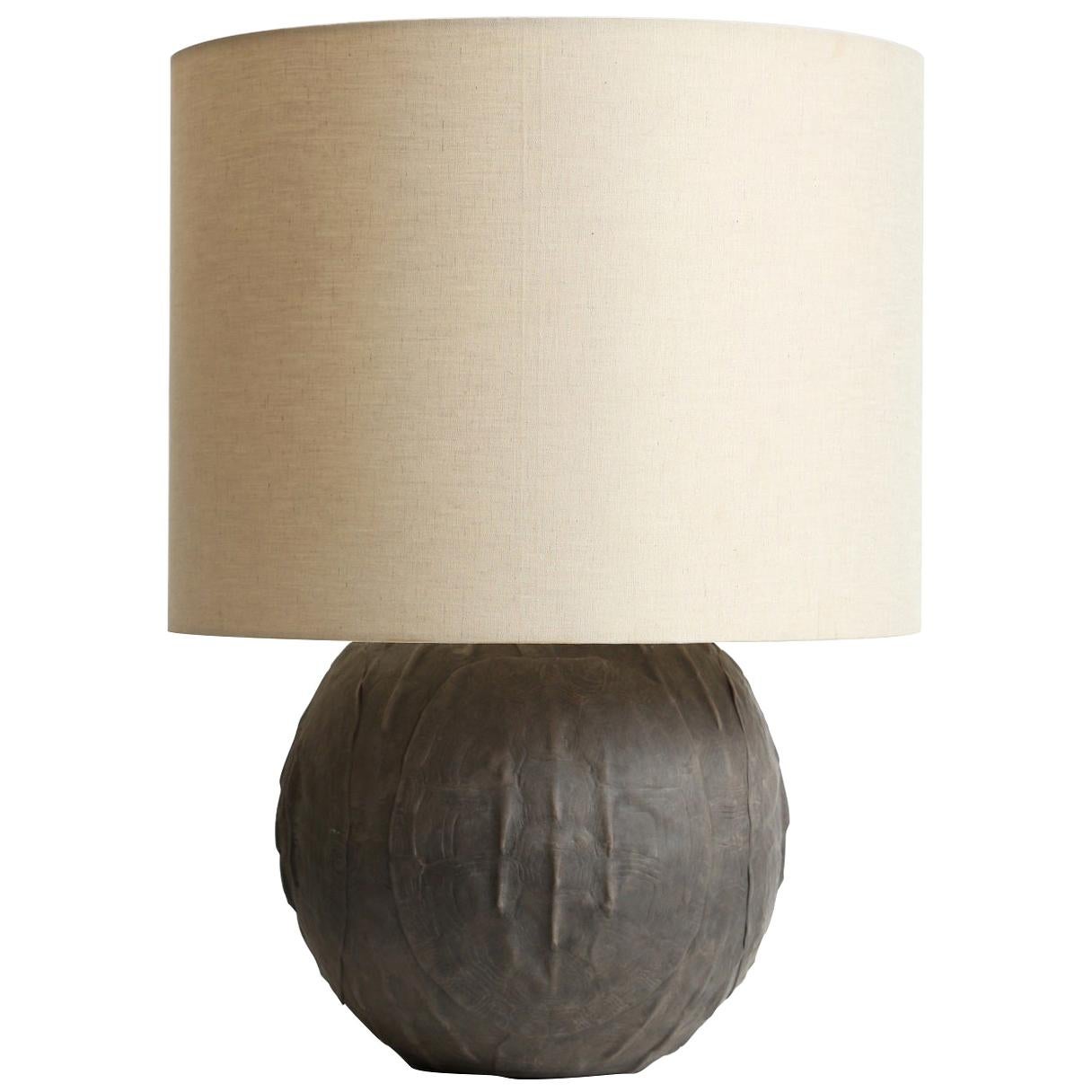Giles Caffier Turtle Molded Ceramic Round Table Lamp, Made in Paris