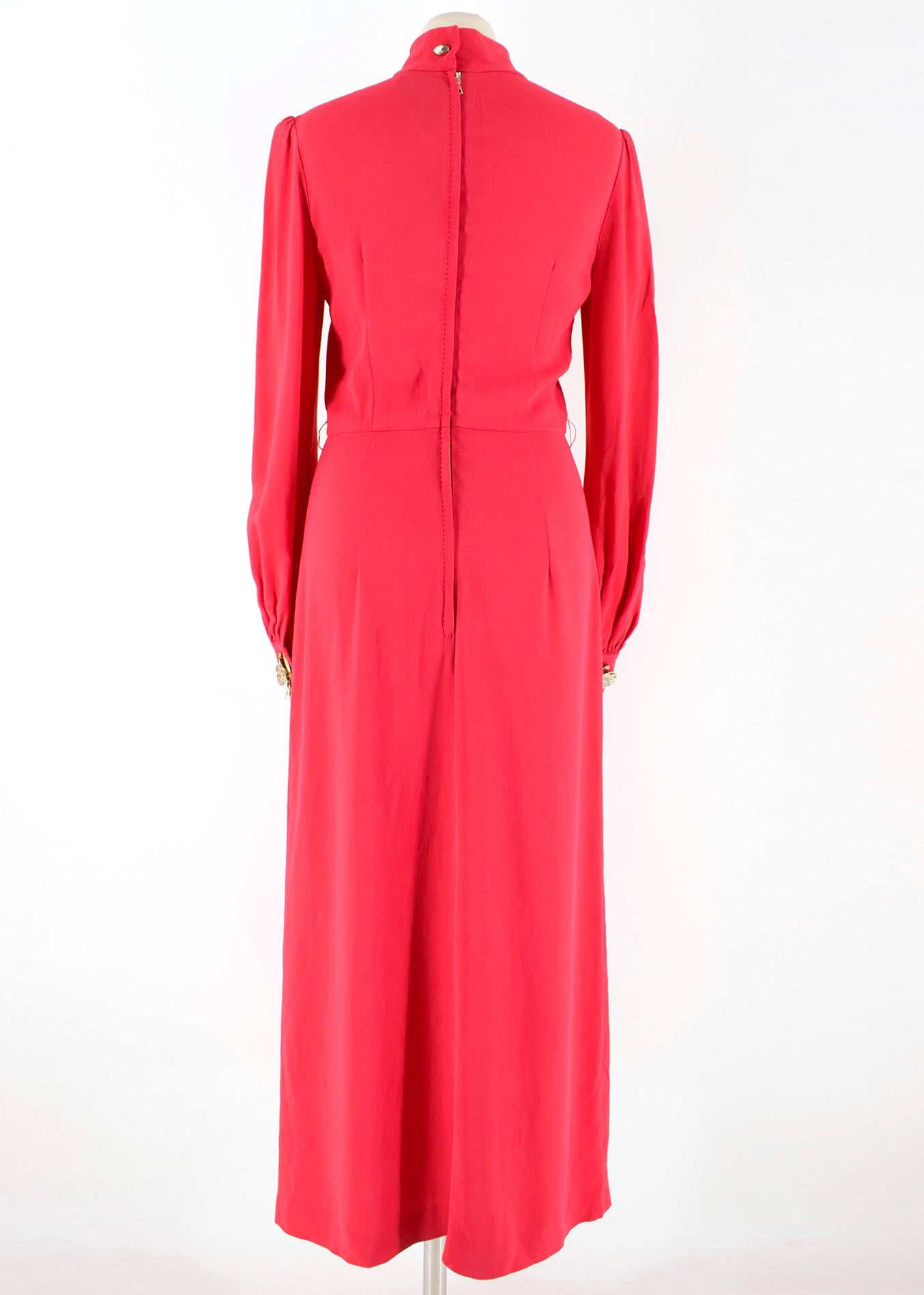 Giles Pink High-neck Embellished Cuff Maxi Dress US 8 In Excellent Condition In London, GB