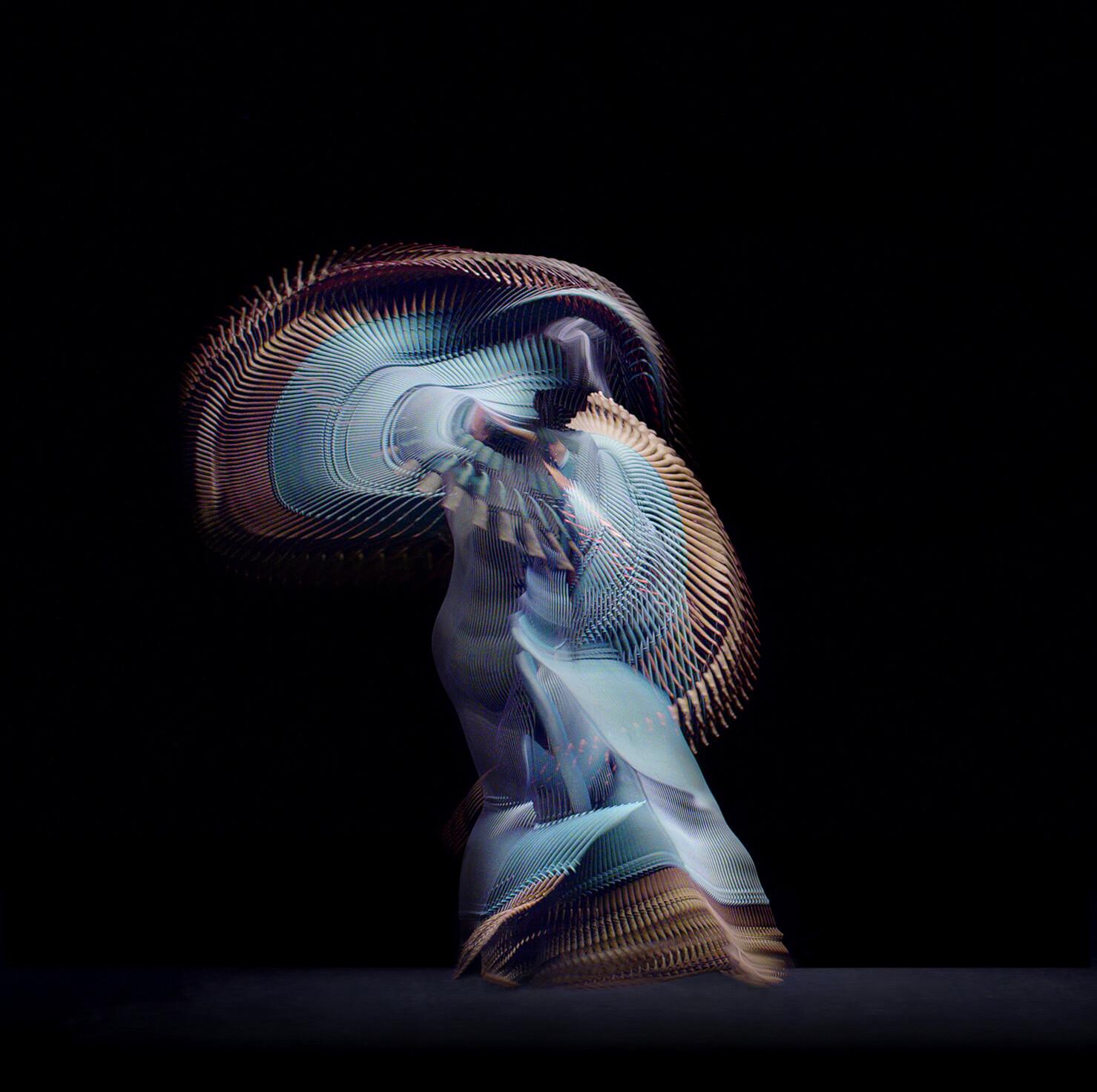 Abstract Dancers Light Blue 2 - Limited Edition Archival Pigment Print in Color