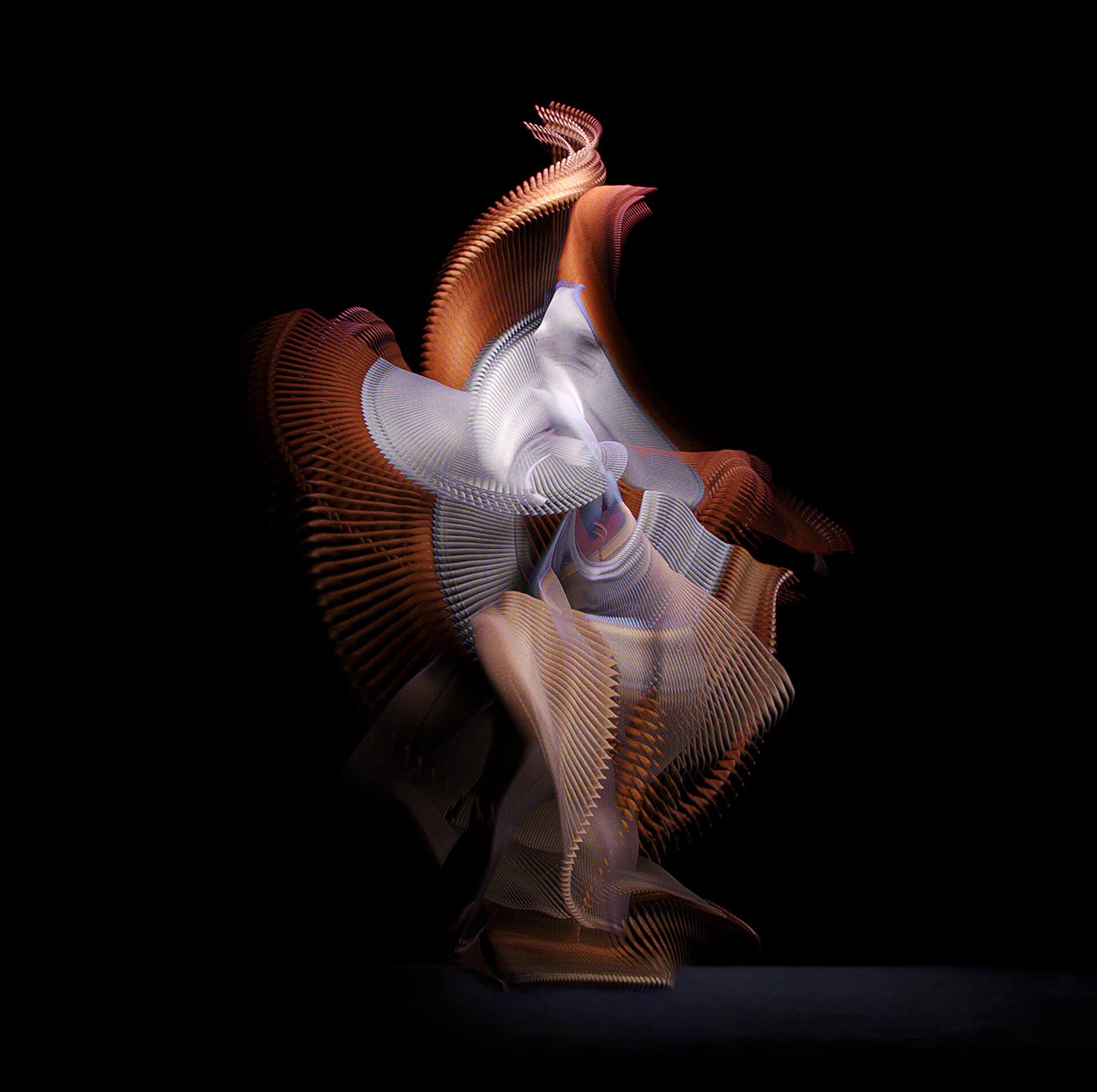 «Abstract Dancers White 1» - Impresión pigmentada en color de edición limitada para archivo