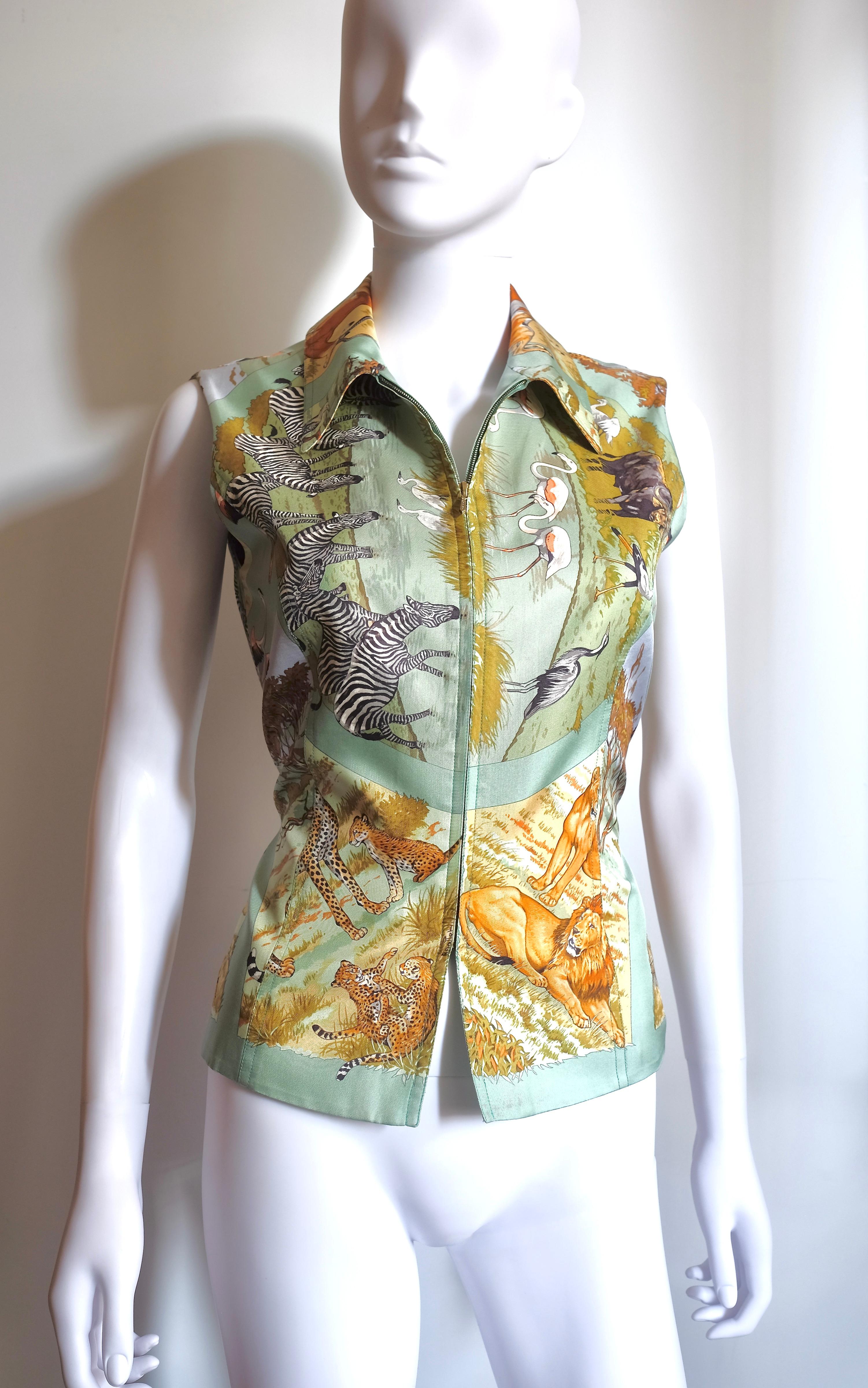 Hermès Vintage Selection by Corrado Luxury - Gilet in seta animalier motivo Carrè iconico 