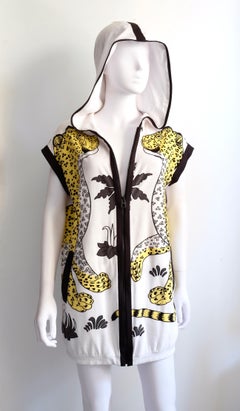 Cotton vest print " LES LEOPARDS" By Christiane Vauzelles