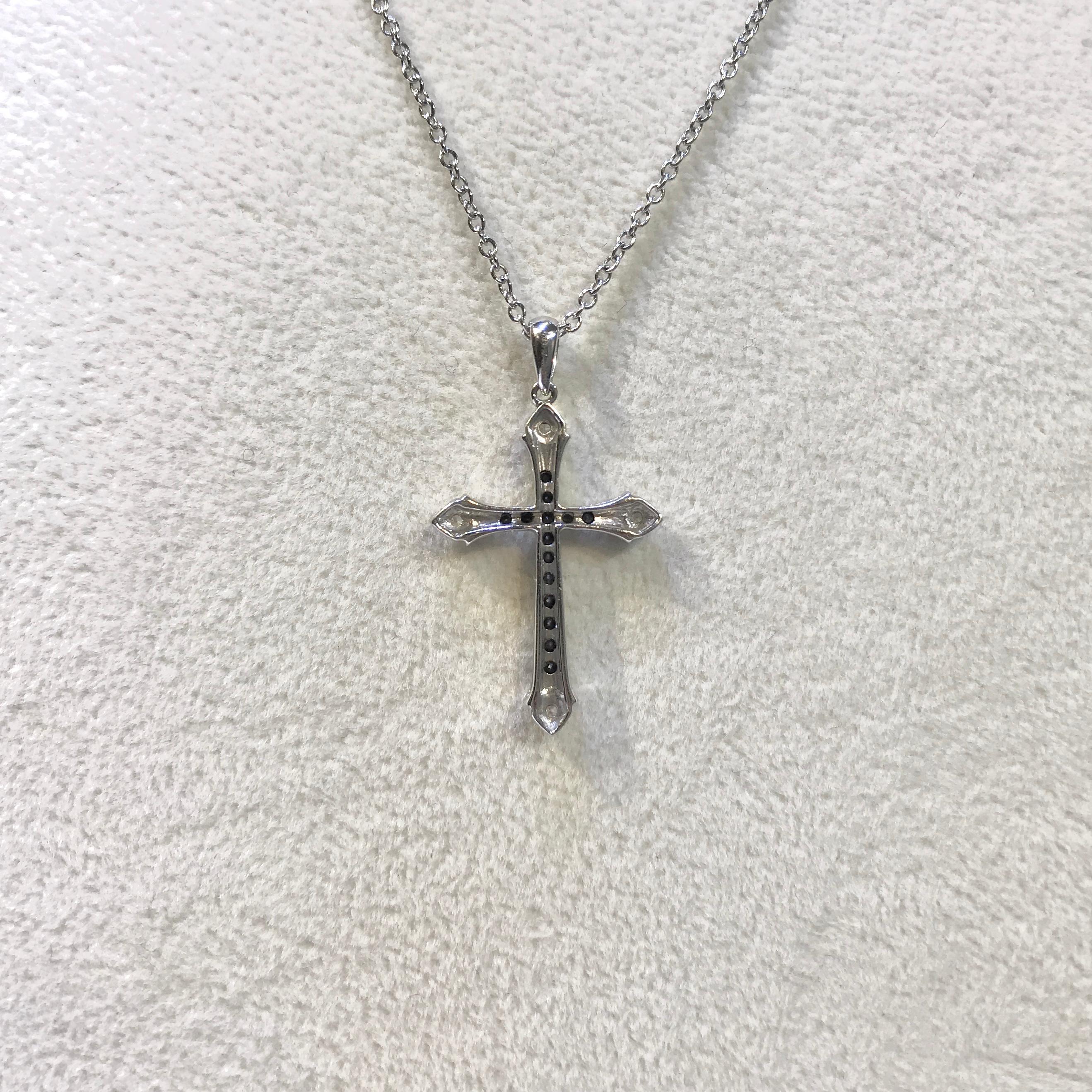 Modern Gilin 18 Karat, 2.42 Carat Black Diamond Cross Pendant