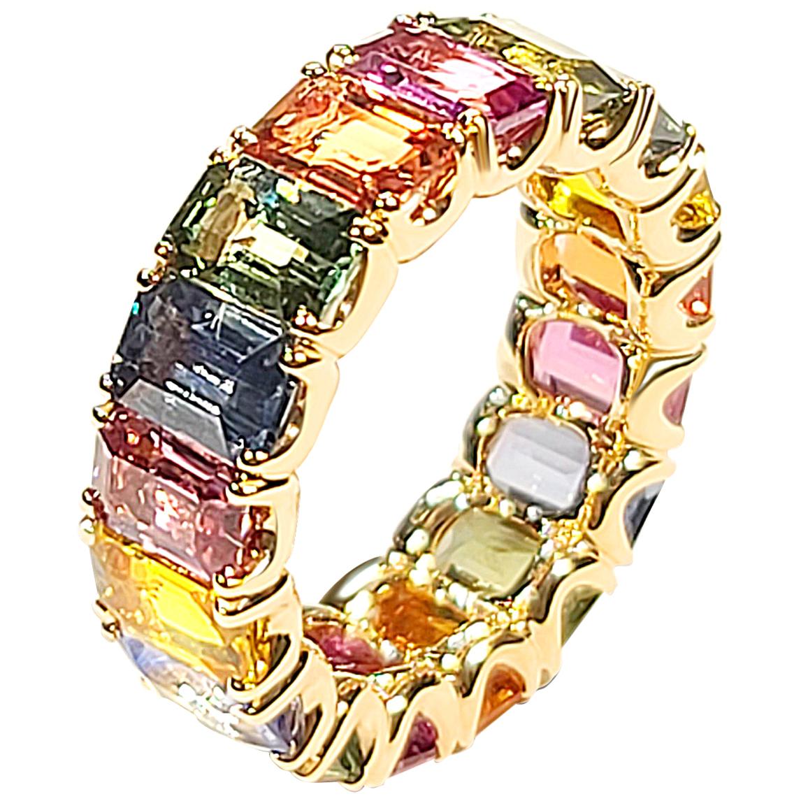 Gilin 18 Karat Rose Gold Eternity Multi Sapphire Ring