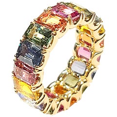 Gilin 18 Karat Rose Gold Eternity Multi Sapphire Ring