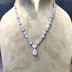 GILIN 18 Karat White Gold 14.14 Carts Classic White Diamond Necklace