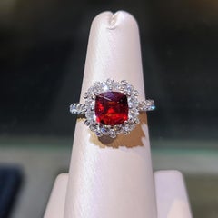 Gilin 18 Karat White Gold 1.85 Carat Burma No Heat Spinel Diamond Cocktail Ring