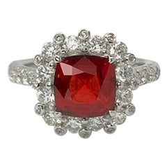 Gilin 18 Karat White Gold 1.85 Carat Burma No Heat Spinel Diamond Cocktail Ring