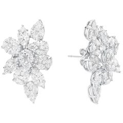 GILIN 18 Karat White Gold Harry Winston Style 8.67ct Illusion Diamond Earrings