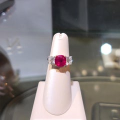GILIN 18 Kt 5.013 Carat SSEF Certified Burma No Heat Ruby Diamond Solitaire Ring