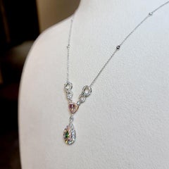 Gilin 18 Karat Light Pink and Fancy Yellow-Green Diamond Necklace