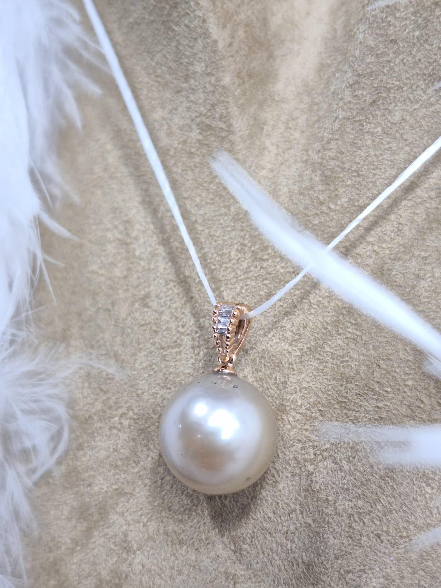 Modern GILIN 18K Rose Gold Diamond Pendant with Pearl For Sale