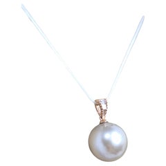 GILIN 18K Rose Gold Diamond Pendant with Pearl