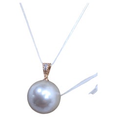 GILIN 18K Rose Gold Diamond Pendant with Pearl
