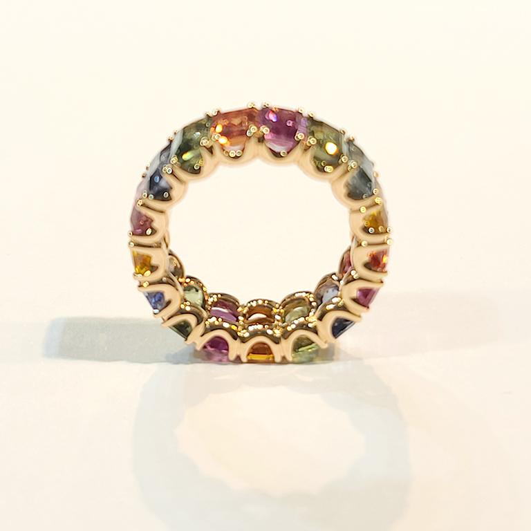 Modern Gilin 18 Karat Rose Gold Eternity Multi Sapphire Ring