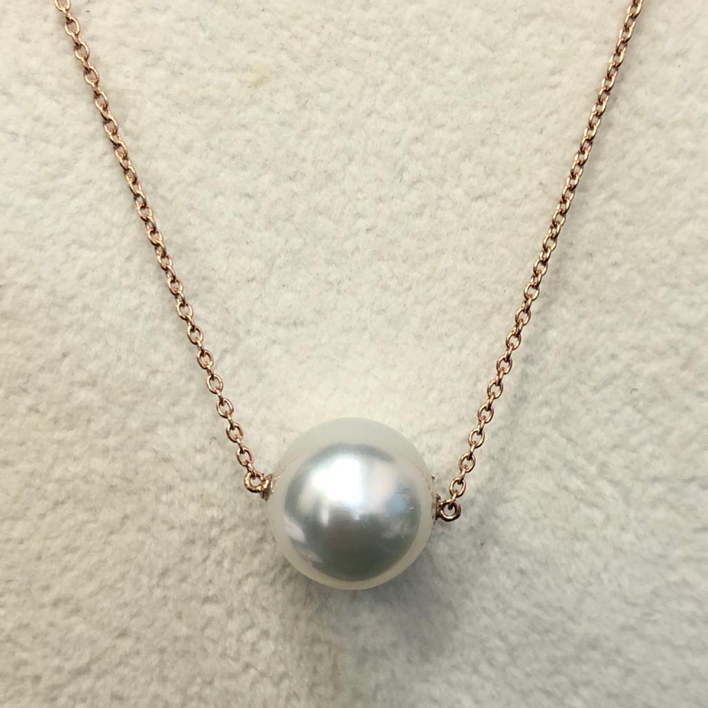Round Cut GILIN 18K Rose Gold Southsea Pearl Necklace For Sale