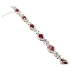 GILIN Bracciale in oro bianco 18 carati con diamanti e rubino