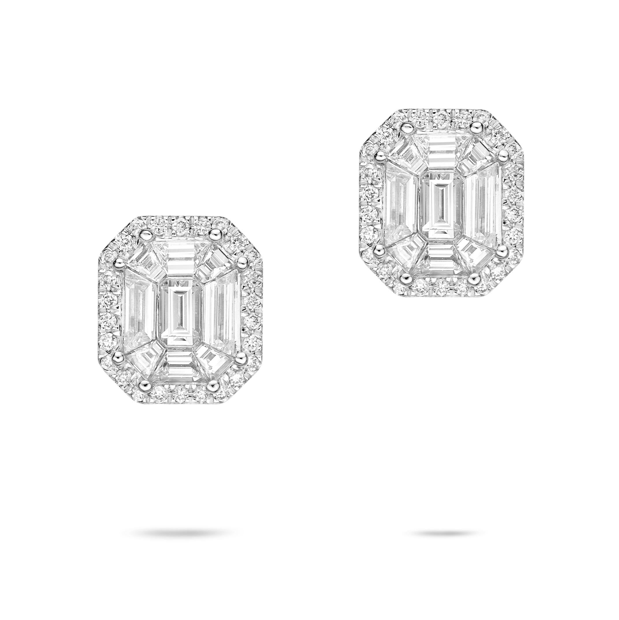 Symbols of purity and eternity, diamonds underline the precious beauty of this collection. The diamonds selected were of different cuts, each of which met the criteria.

The earring setting as 1.93 carat, made in 18K white gold.
