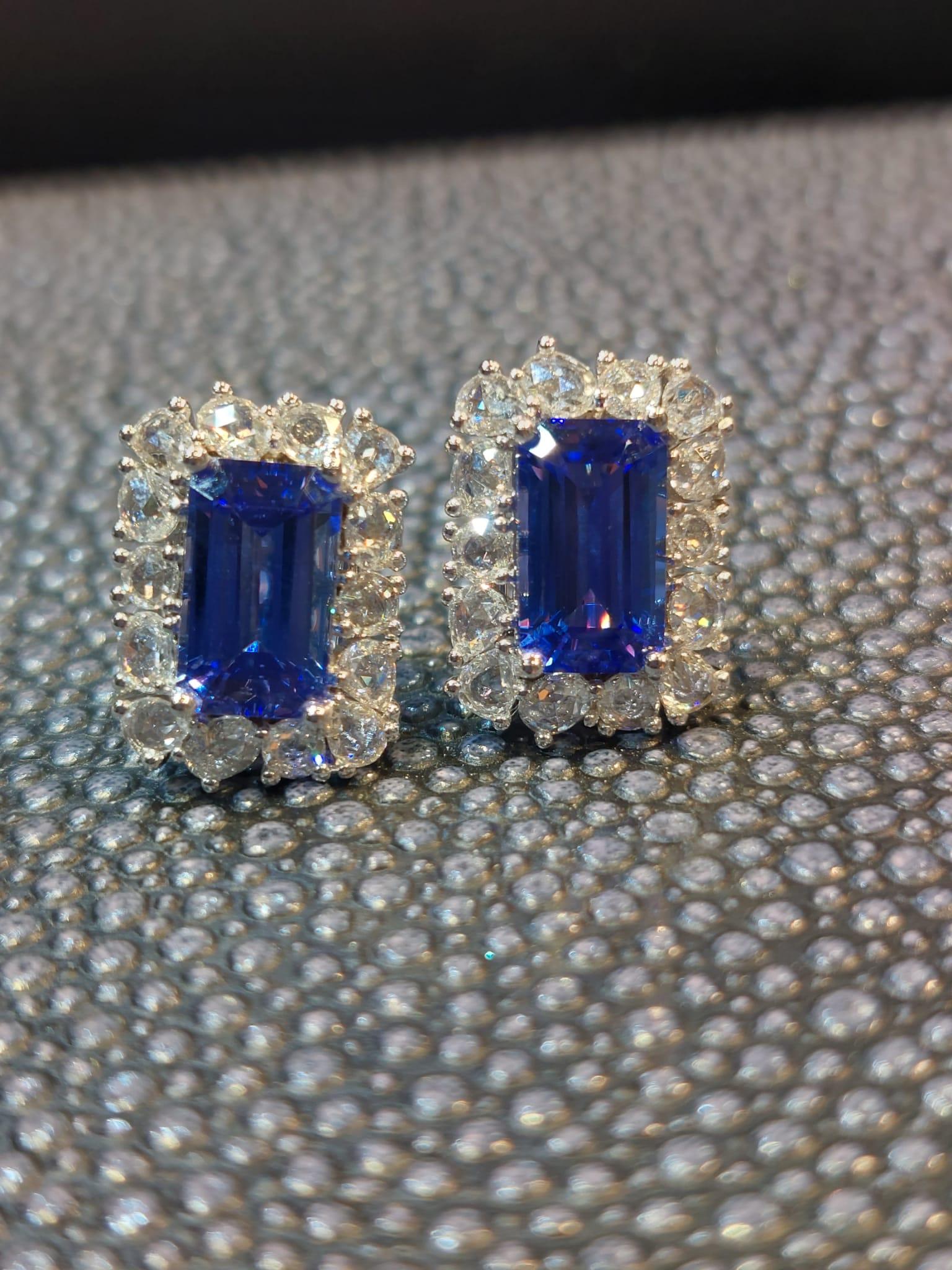GILIN 18K White Gold Diamond Earring with Tanzanite For Sale 1