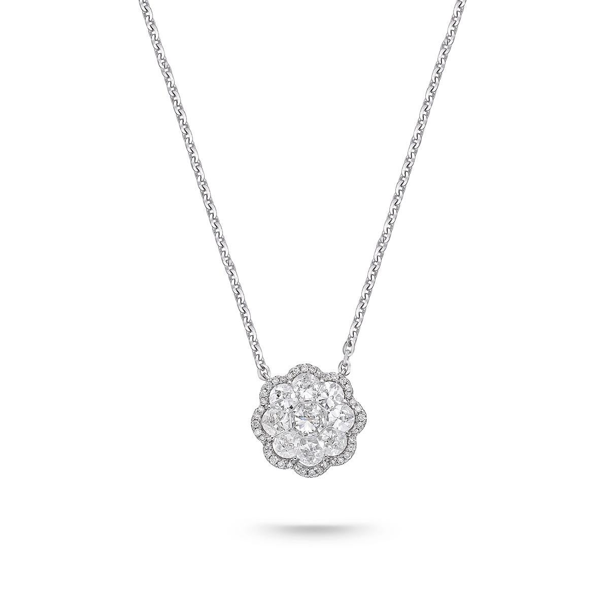 Modern Gilin 18Karat White Gold Diamond Necklace For Sale