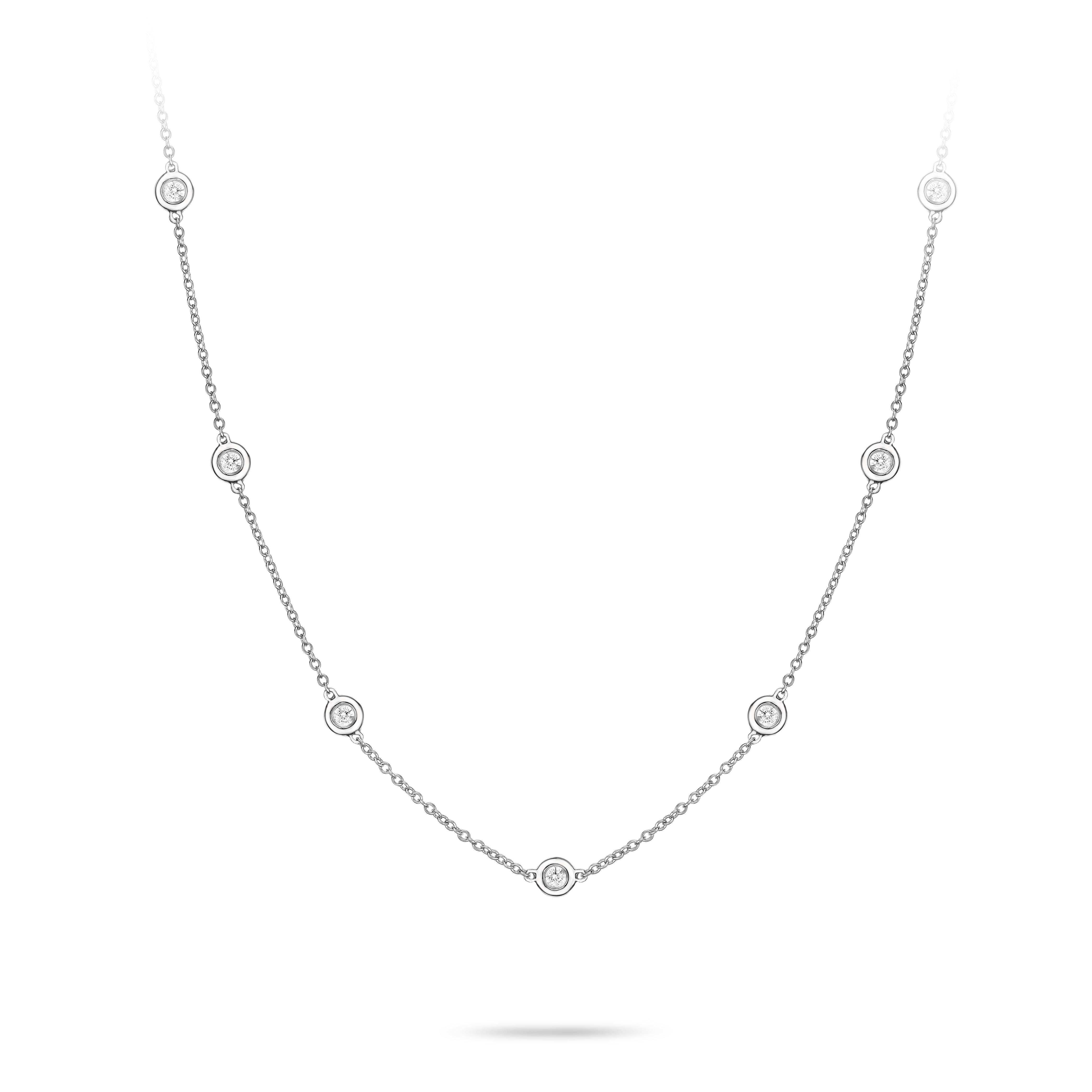 Round Cut GILIN 18K White Gold Diamond Necklace For Sale