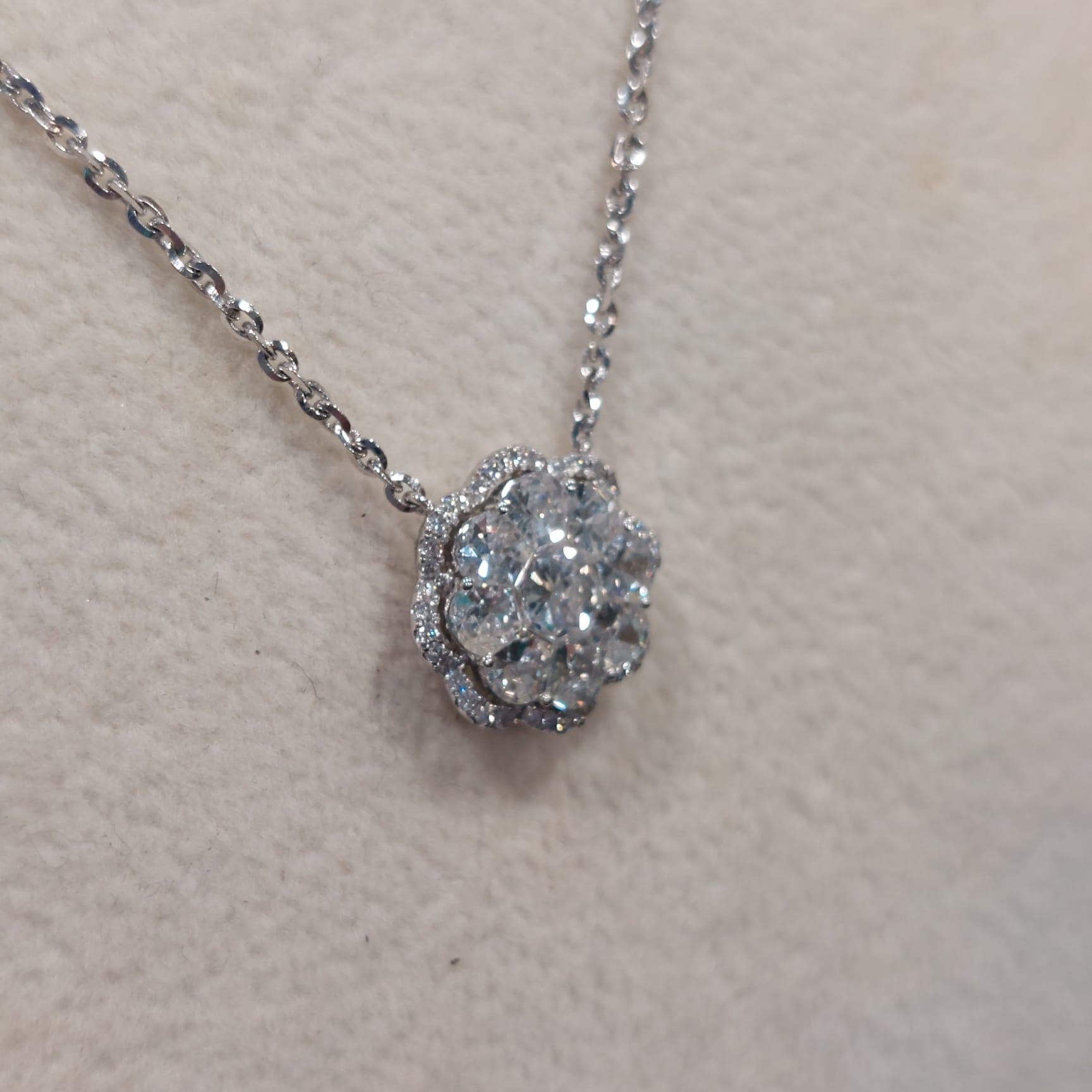 Women's Gilin 18Karat White Gold Diamond Necklace For Sale
