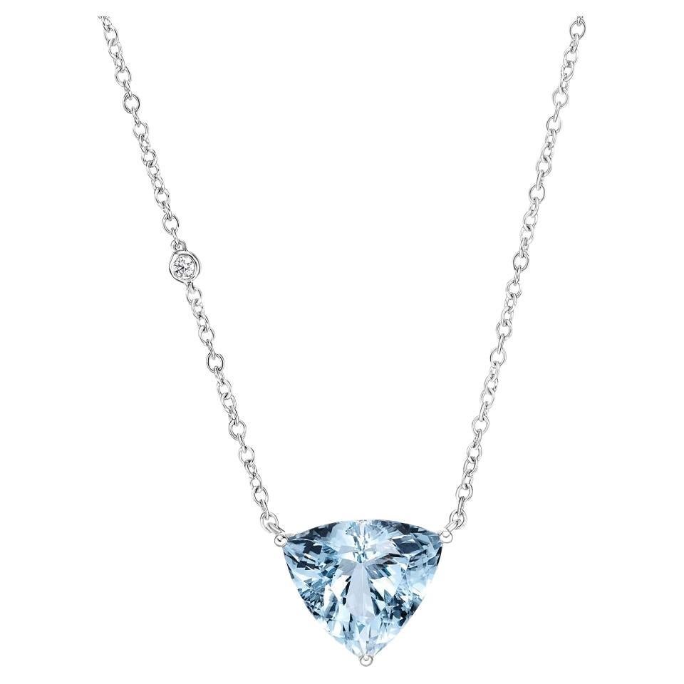 Gilin 18k White Gold Diamond Necklace with Aquamarine For Sale