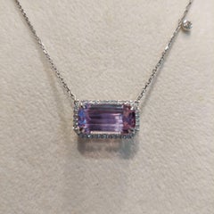 Gilin 18k White Gold Diamond Necklace with Kunzite